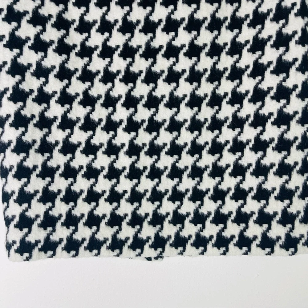 Talbots black white wool houndstooth preppy office pencil skirt 2P